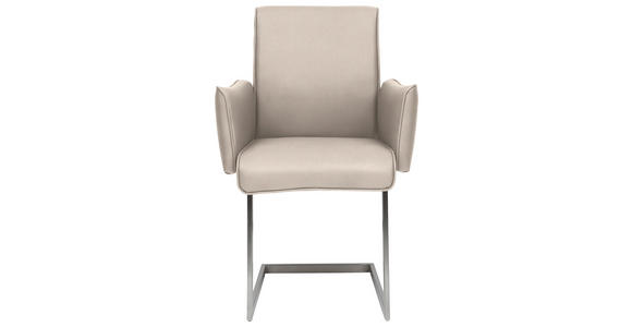 ARMLEHNSTUHL  in Stahl Mikrofaser  - Edelstahlfarben/Creme, Design, Holzwerkstoff/Textil (63/91/60cm) - Dieter Knoll