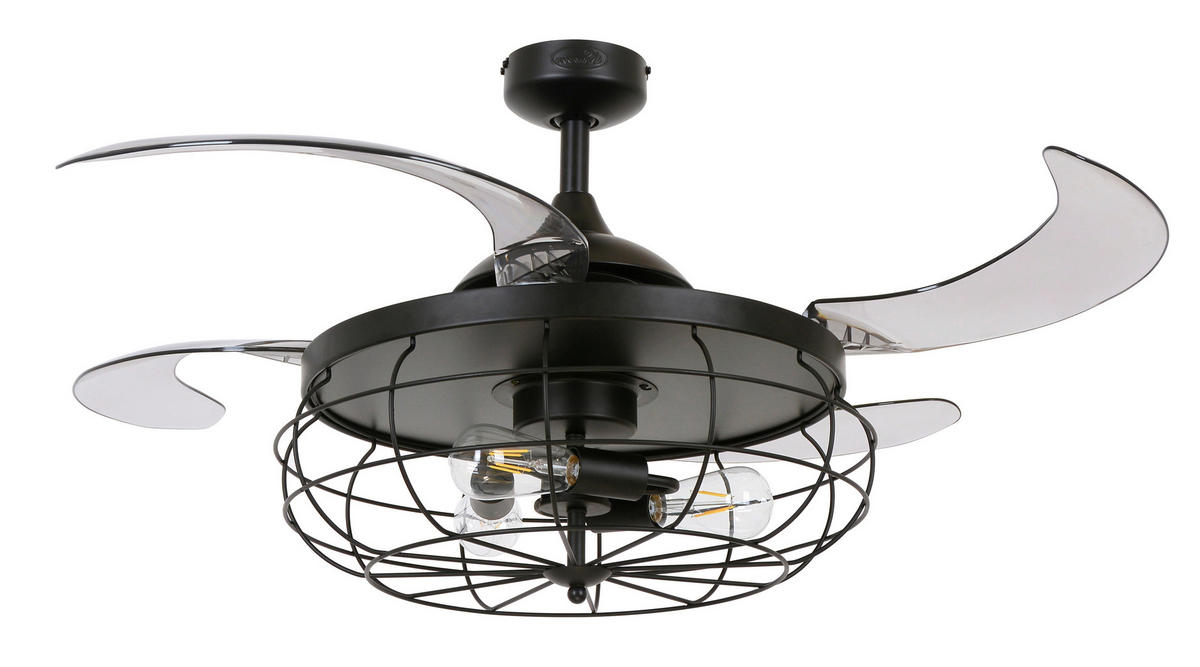 DECKENVENTILATOR  122/50 cm    - Transparent/Schwarz, Design, Kunststoff/Metall (122/50cm) - P & B