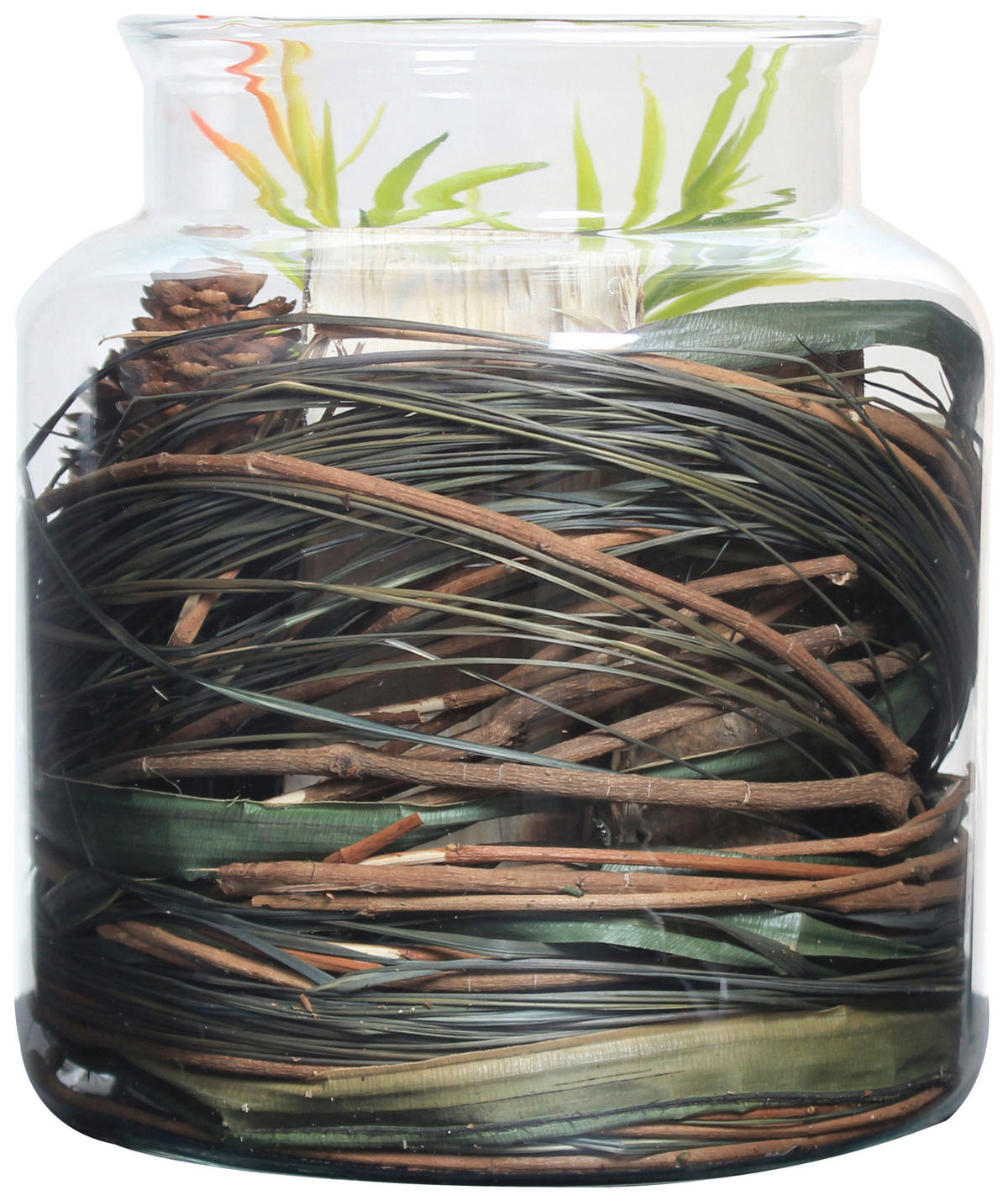 DEKOGLAS 20 cm  - Naturfarben, Lifestyle, Glas/Naturmaterialien (18/20/18cm) - Kayoom