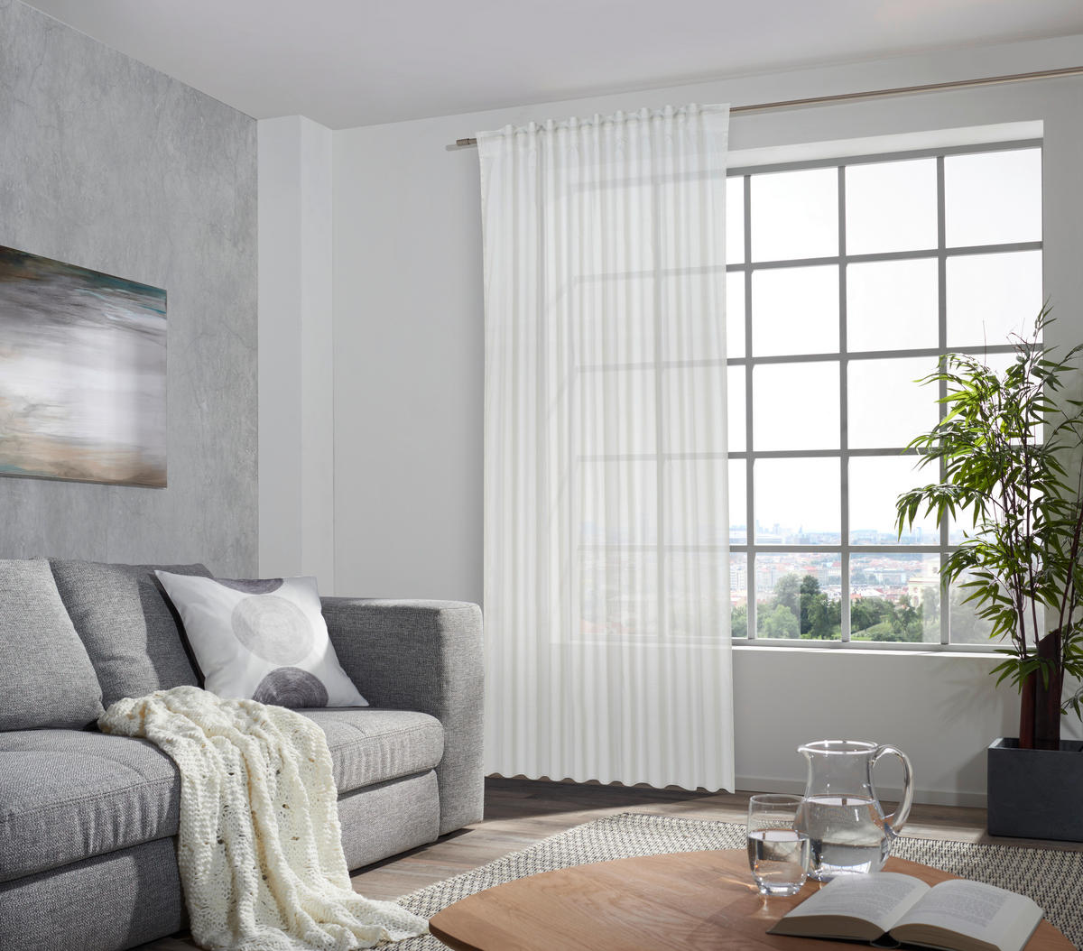 FERTIGVORHANG  transparent  140/255 cm   - Silberfarben/Grau, Basics, Textil (140/255cm) - Bio:Vio