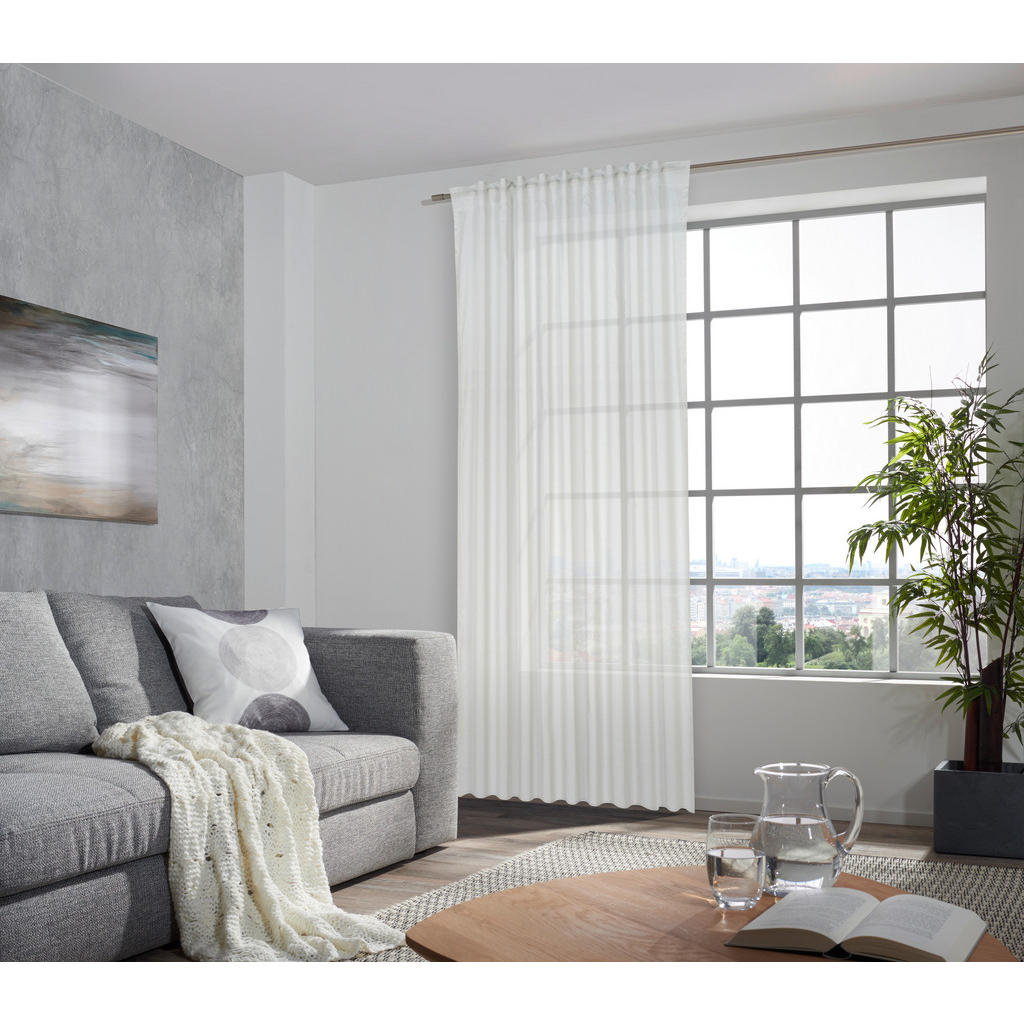 Thumbnail - Bio:Vio Fertigvorhang Elina, Grau, Silber, Textil, Uni, 140x255 cm, Gots, für Stange und Schiene geeignet, mit Kombiband...
