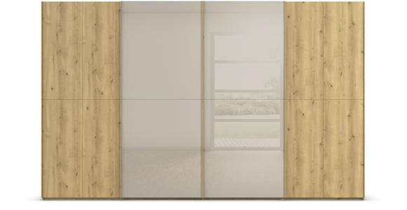 SCHWEBETÜRENSCHRANK 360/223/68 cm 4-türig Eichefarben, Fango  - Fango/Eichefarben, Design, Glas/Holz (360/223/68cm) - Novel