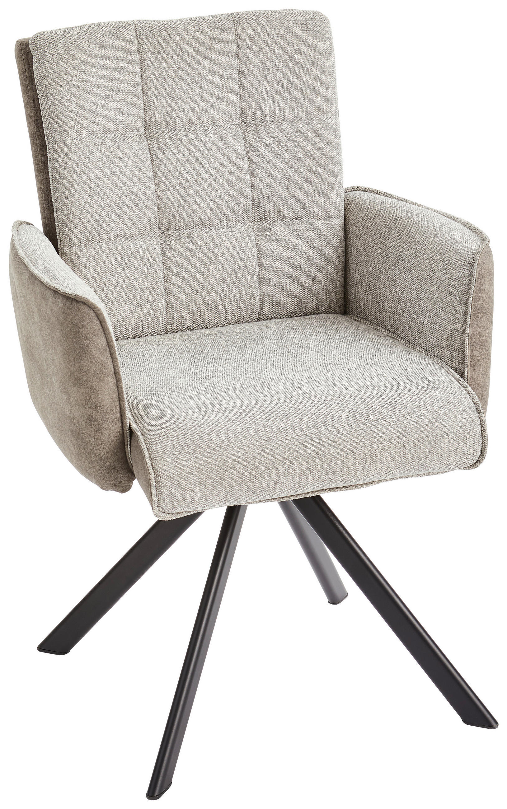 ARMLEHNSTUHL  Sitzfläche 360° drehbar Webstoff, Leinenoptik  - Schwarz/Grau, MODERN, Holz/Textil (61/91/64cm) - Livetastic