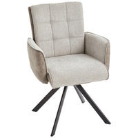 ARMLEHNSTUHL  Sitzfläche 360° drehbar Webstoff, Leinenoptik  - Schwarz/Grau, Modern, Holz/Textil (61/91/64cm) - Livetastic