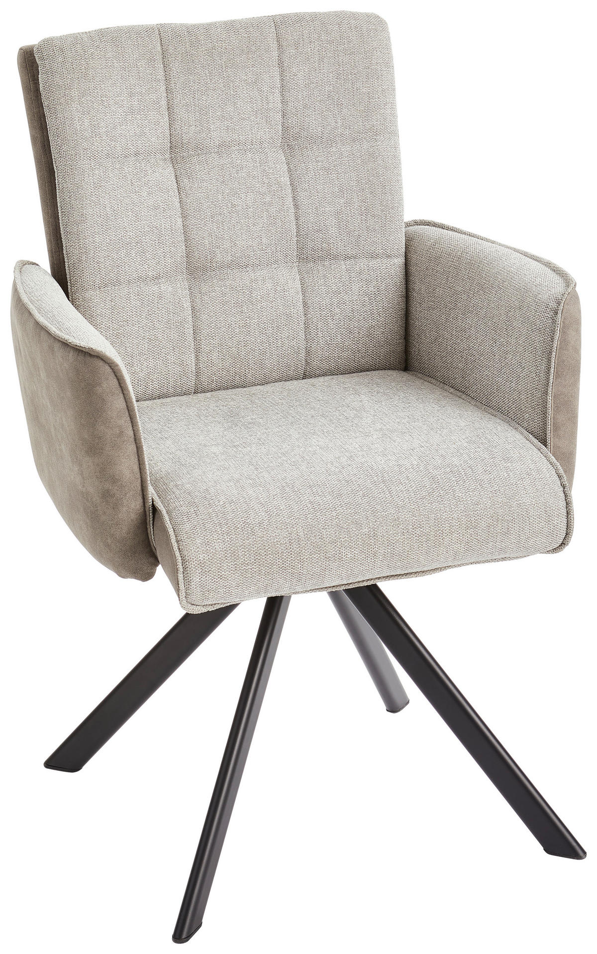 ARMLEHNSTUHL  Sitzfläche 360° drehbar Webstoff, Leinenoptik  - Schwarz/Grau, Modern, Holz/Textil (61/91/64cm) - Livetastic
