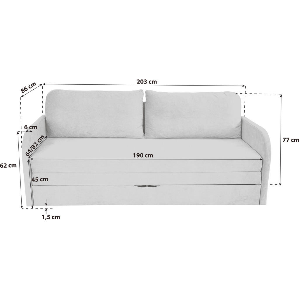 Thumbnail - Mid.you Schlafsofa, Dunkelgrau, Textil, 2-Sitzer, Füllung: Polyurethan (Pur), 203x77x86 cm, Made in EU, Liegefunktion, W...