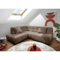ECKSOFA ITALIA in Chenille Braun  203/254 cm  - Schwarz/Braun, MODERN, Kunststoff/Textil (203/254cm) - Livetastic