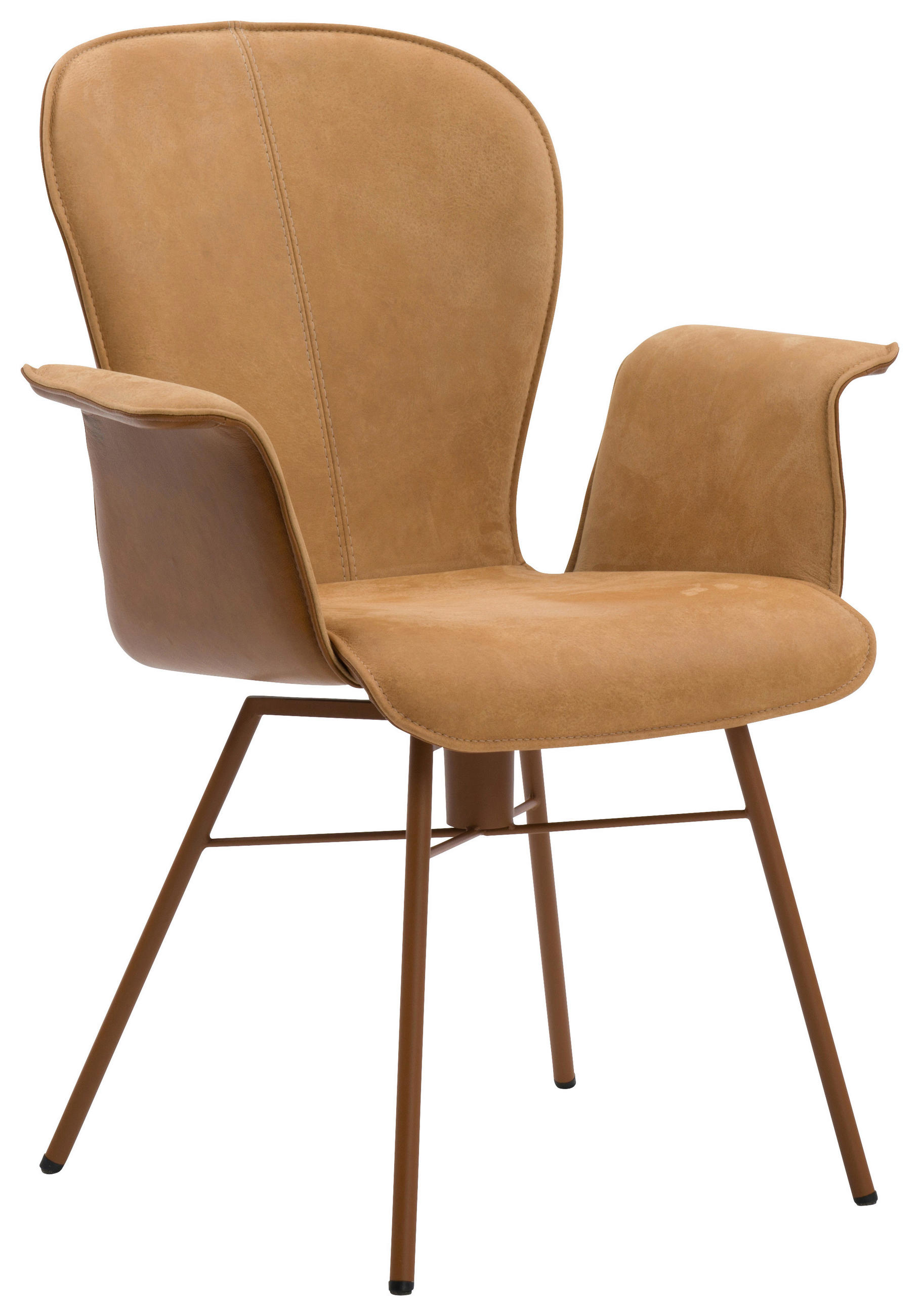 ARMLEHNSTUHL DREHBAR  in Echtleder naturbelassen  - Hellbraun/Cognac, Design, Leder/Metall (69/91/61cm) - Bert Plantagie