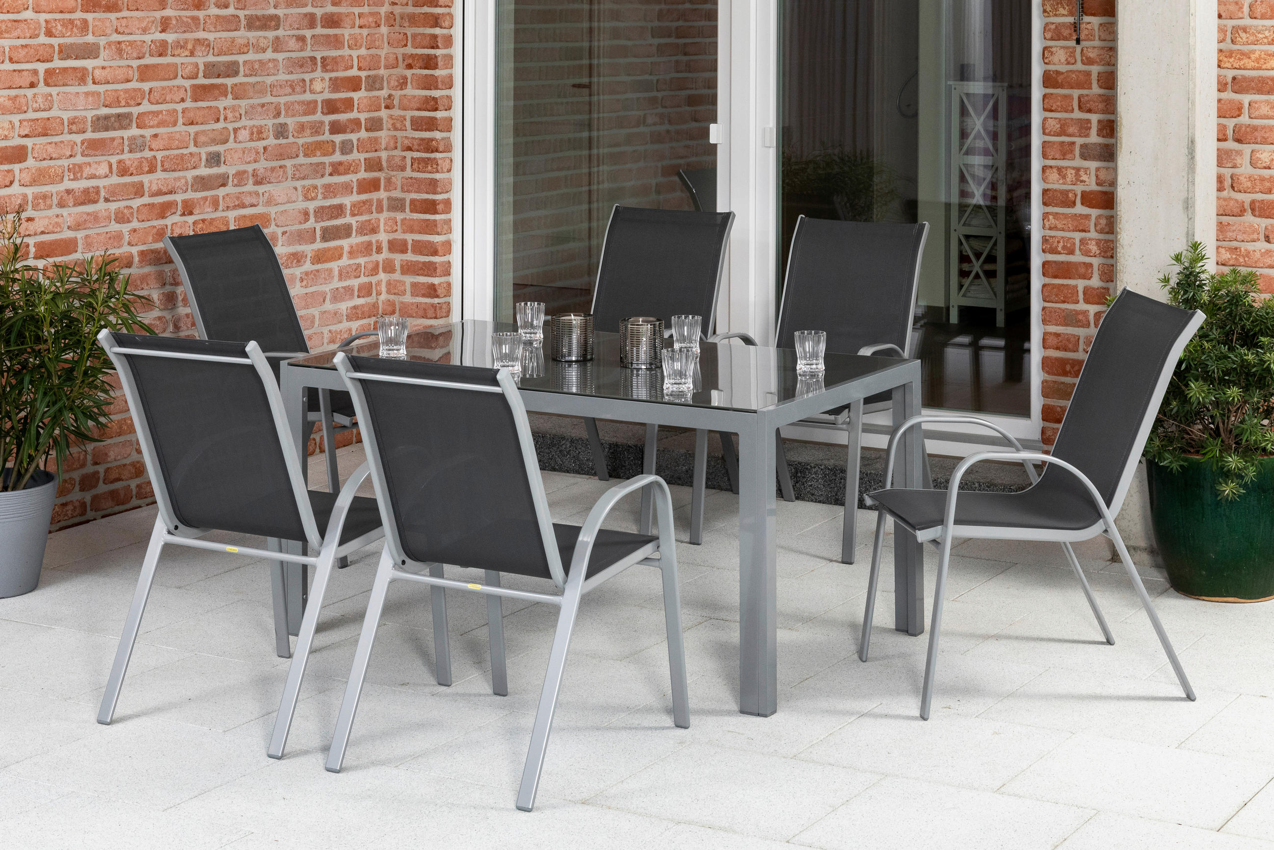 GARTENSET Aluminium  - Anthrazit/Silberfarben, MODERN, Textil/Metall - Gardenson