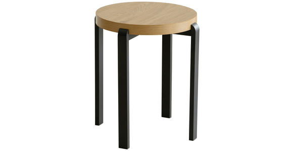 COUCHTISCHSET in Metall, Holzwerkstoff 80/80/38 cm  - Eichefarben/Schwarz, Design, Holzwerkstoff/Metall (80/80/38cm) - Carryhome