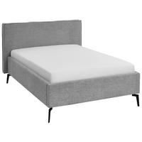 POLSTERBETT 140/200 cm  in Hellgrau  - Hellgrau/Schwarz, Design, Textil/Metall (140/200cm) - home24