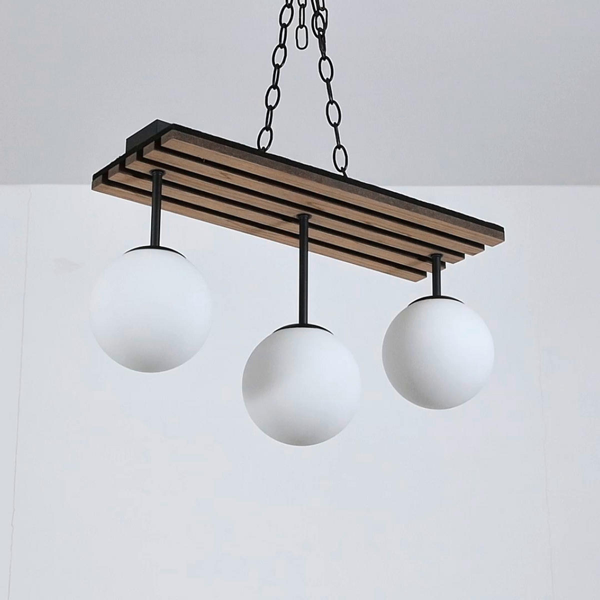 HÄNGELEUCHTE 60/18,5/35 cm   - Eichefarben/Schwarz, Trend, Glas/Holzwerkstoff (60/18,5/35cm) - Collet's Monde