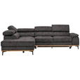 ECKSOFA in Lederlook Grau  - Schwarz/Grau, Natur, Holz/Textil (226/282cm) - Novel