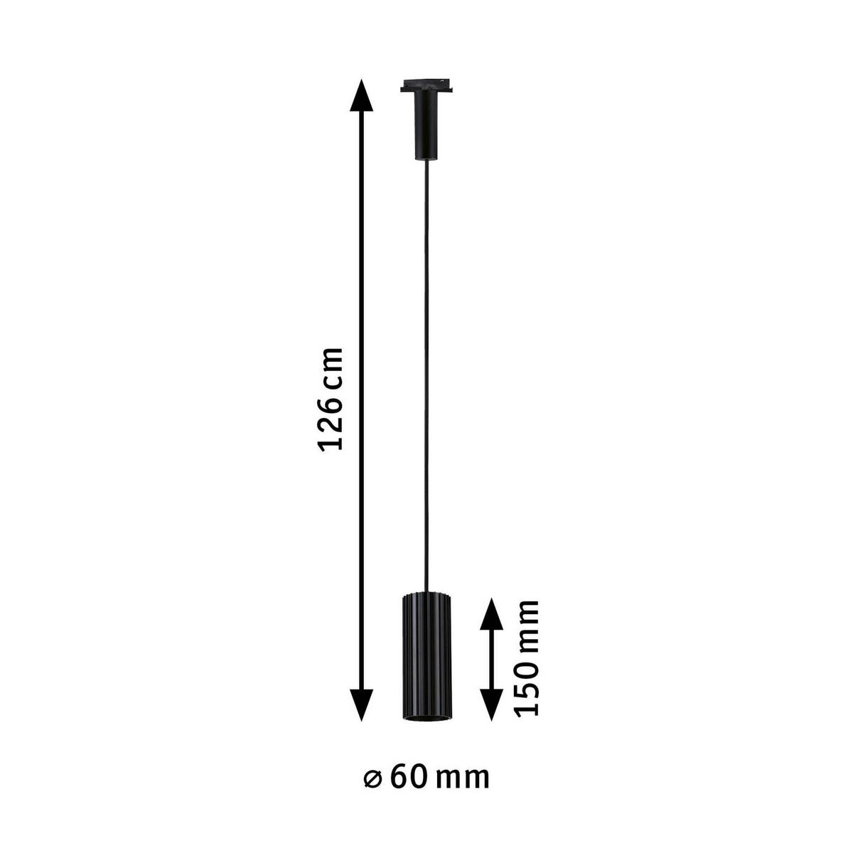 SCHIENENSYSTEM-HÄNGELEUCHTE URail 6,0/126,0 cm  - Schwarz, Basics, Metall (6,0/126,0cm) - Paulmann