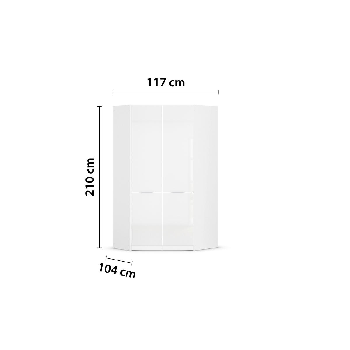 ECKSCHRANK 117/210/104 cm  - Weiß Hochglanz/Weiß, KONVENTIONELL, Holzwerkstoff/Kunststoff (117/210/104cm) - James Wood