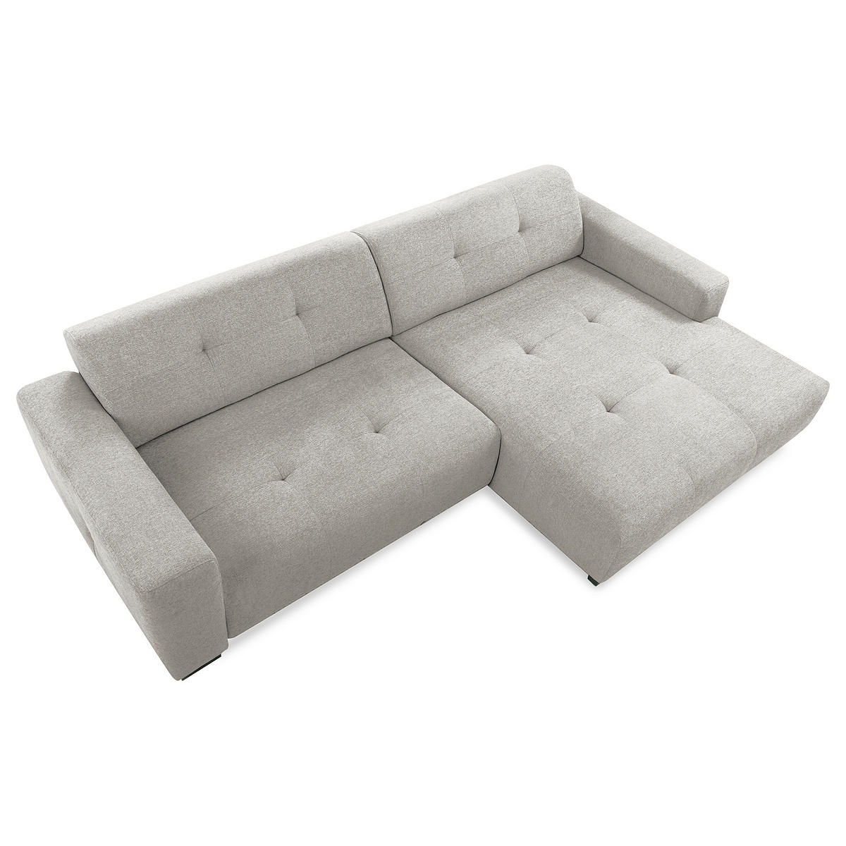 ECKSOFA AUSTIN Hellgrau Flachgewebe Sitztiefenverstellung  - Hellgrau/Schwarz, Design, Kunststoff/Textil (286/169cm) - Livetastic