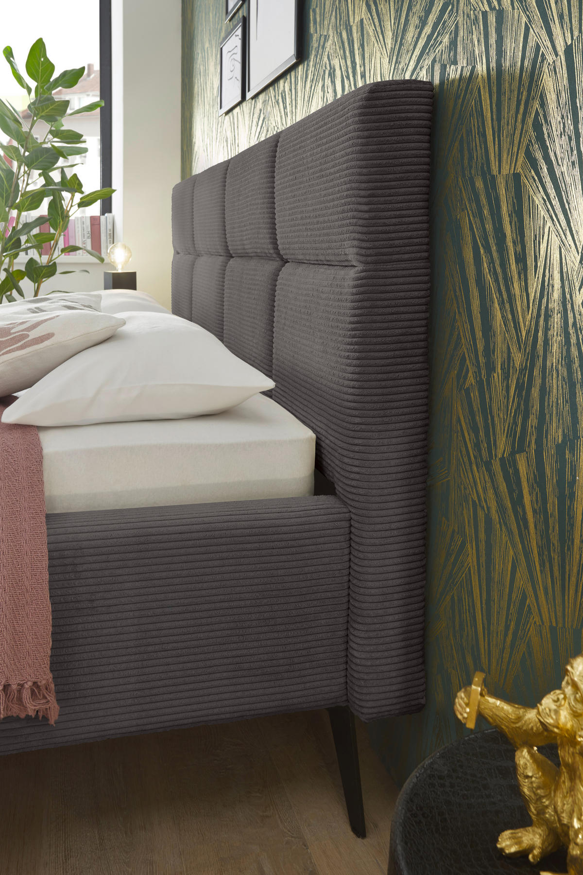 POLSTERBETT 180/200 cm  in Grau  - Schwarz/Grau, KONVENTIONELL, Textil/Metall (180/200cm) - SetOne by Musterring