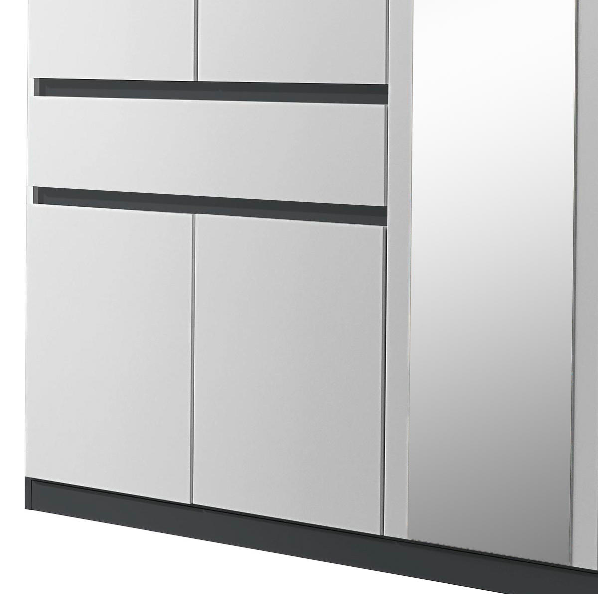 KLEIDERSCHRANK 181/197/54 cm 6-türig Grau, Weiß  - Weiß/Grau, Design, Glas/Holzwerkstoff (181/197/54cm) - Rauch Möbel