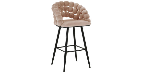 BARHOCKER Samt Rosa Eisen Stoffauswahl - Schwarz/Rosa, Design, Textil/Metall (57/104/55cm) - Novel