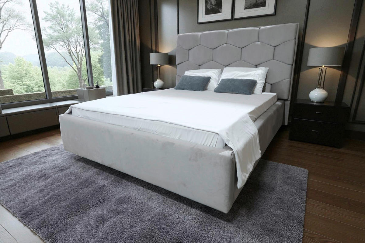 Pat, gri - gri, Basics, lemn/textil (180/200cm) - Voleo