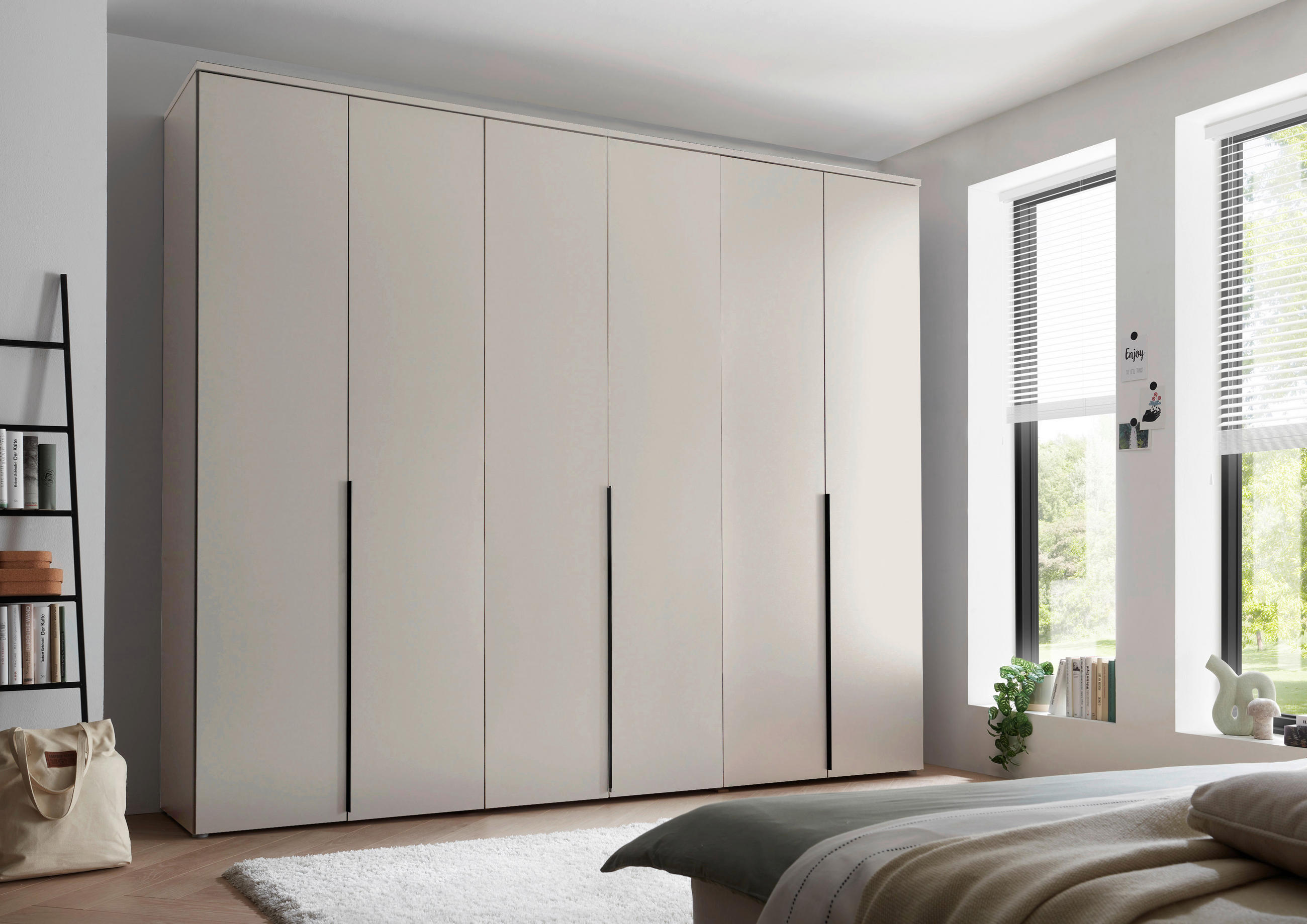 DREHTÜRENSCHRANK 270/225/52 cm 6-türig Kaschmir  - Kaschmir/Schwarz, MODERN, Holzwerkstoff/Kunststoff (270/225/52cm) - MID.YOU