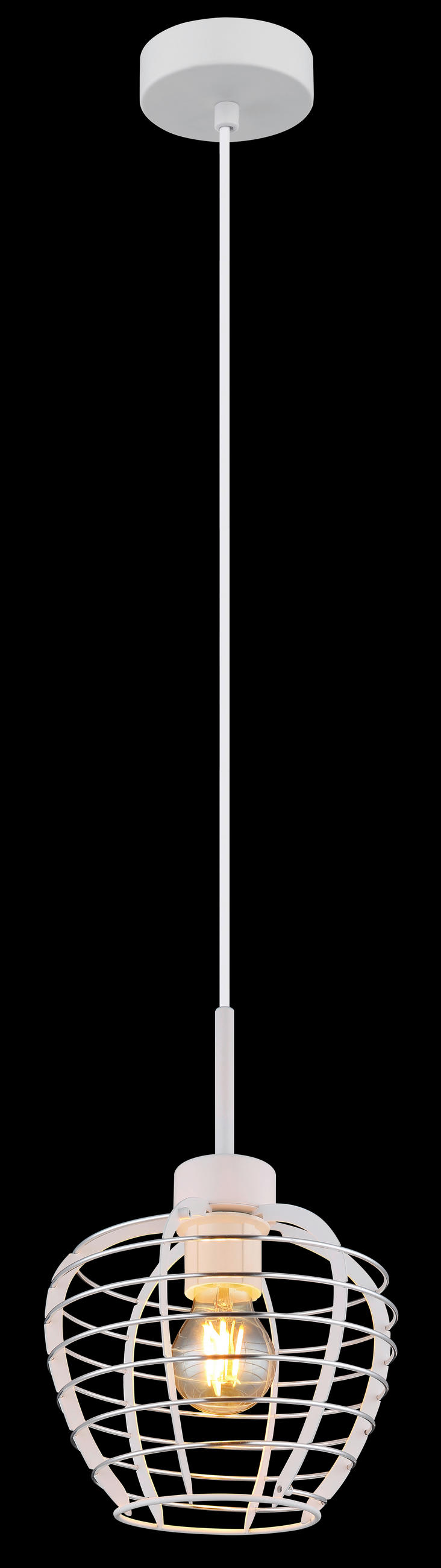 ZÁVĚSNÉ SVÍTIDLO, 20,5/120 cm  - bílá/barvy chromu, Basics, kov/plast (20,5/120cm) - Globo