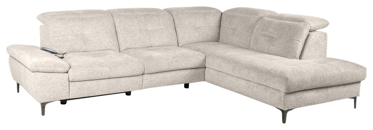 ECKSOFA Beige Webstoff  - Beige/Schwarz, KONVENTIONELL, Textil/Metall (288/225cm) - Carryhome