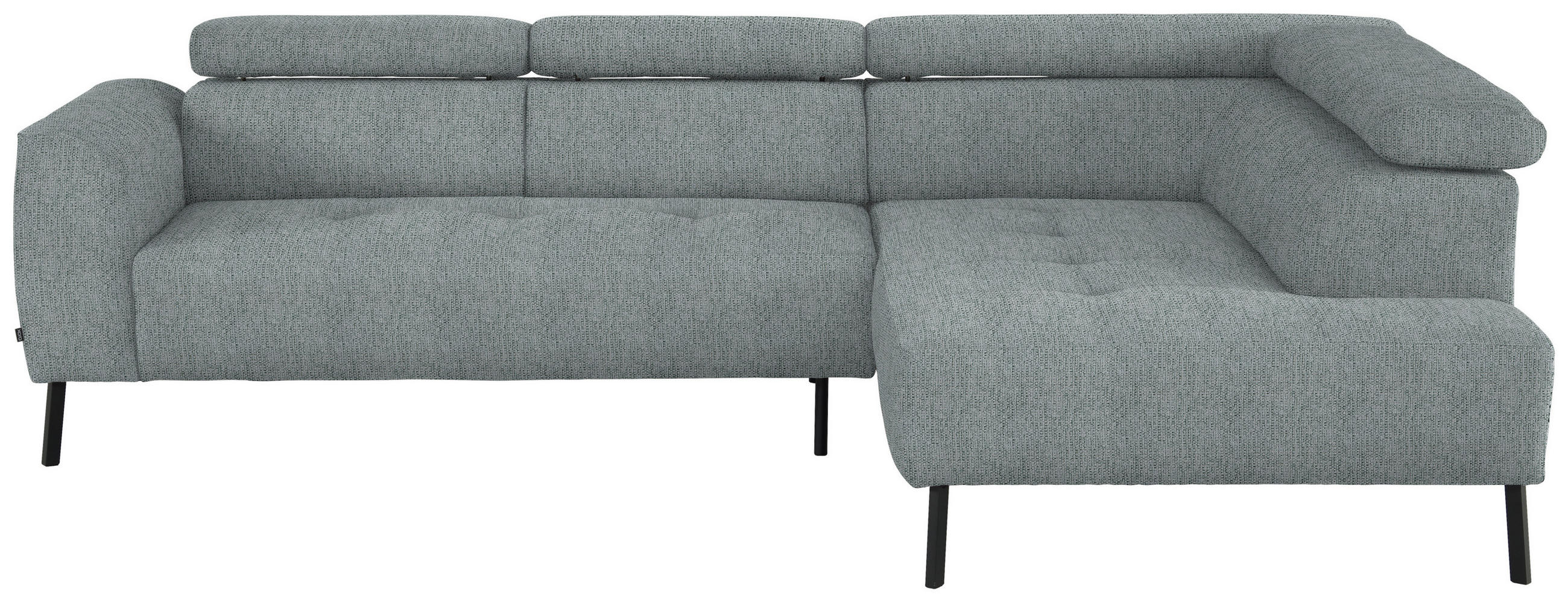 ECKSOFA in Webstoff Grau  - Schwarz/Grau, Design, Textil/Metall (280/205cm) - MID.YOU