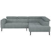 ECKSOFA in Webstoff Grau  - Schwarz/Grau, Design, Textil/Metall (280/205cm) - MID.YOU