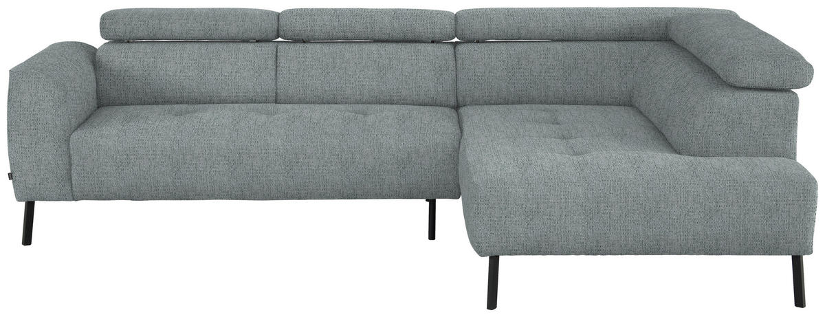 ECKSOFA in Webstoff Grau  - Schwarz/Grau, Design, Textil/Metall (280/205cm) - MID.YOU