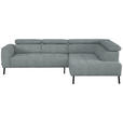 ECKSOFA in Webstoff Grau  280/205 cm  - Schwarz/Grau, Design, Textil/Metall (280/205cm) - Xora