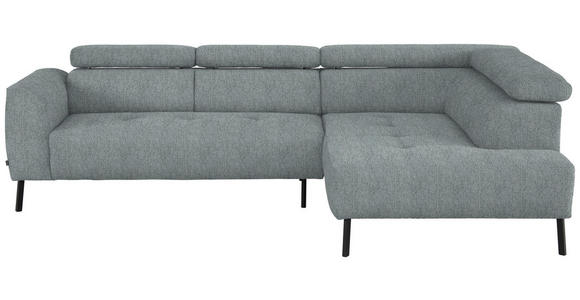 ECKSOFA in Webstoff Grau 280/205 cm - Schwarz/Grau, Design, Textil/Metall (280/205cm) - Xora