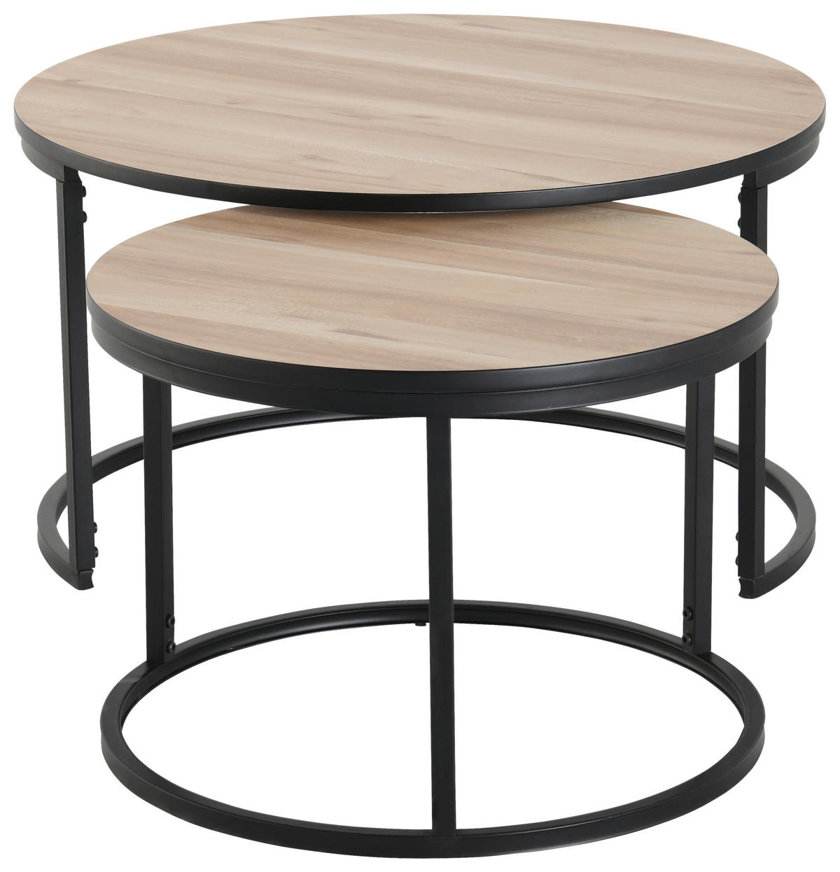 COUCHTISCHSET in Metall, Holzwerkstoff  - Eichefarben/Schwarz, Design, Holzwerkstoff/Metall (80/60/45/42/80/60cm) - MID.YOU