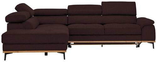 ECKSOFA Braun Webstoff  - Schwarz/Braun, Natur, Holz/Textil (226/282cm) - Novel