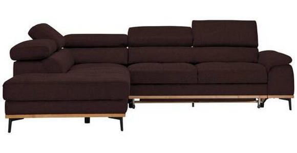 ECKSOFA Braun Webstoff - Schwarz/Braun, Natur, Holz/Textil (226/282cm) - Novel