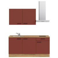 KÜCHENLEERBLOCK 180 cm   in Rot, Eichefarben  - Eichefarben/Rot, MODERN, Holzwerkstoff/Metall (180cm) - Nobilia