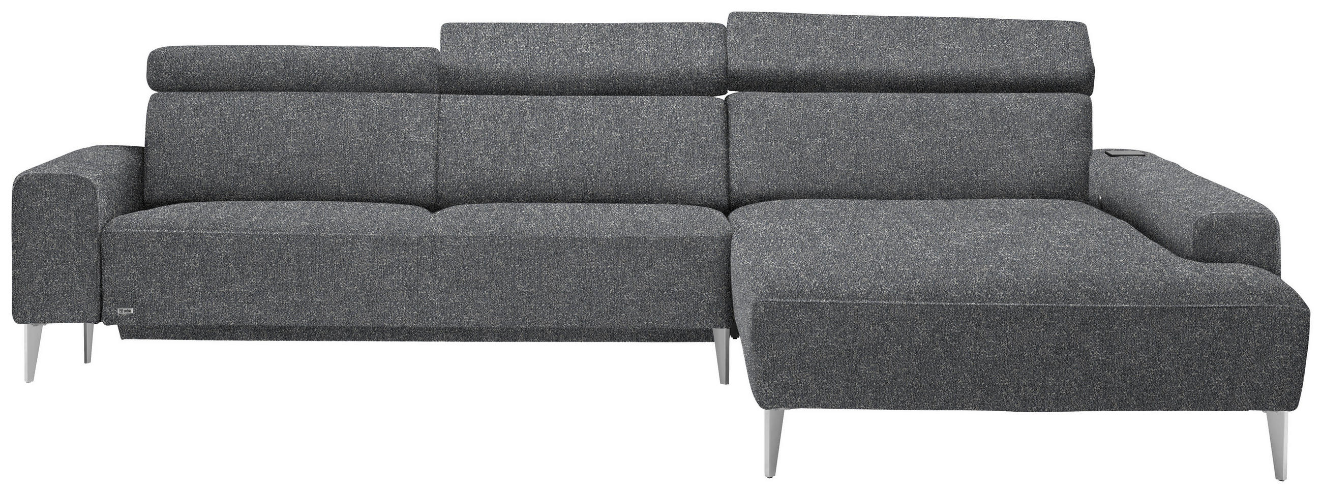 ECKSOFA  in Mikrovelours Grau  308/205 cm  - Alufarben/Grau, Design, Textil (308/205cm) - Sedda