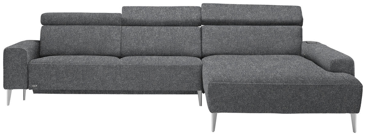 ECKSOFA  in Mikrovelours Grau  308/205 cm  - Alufarben/Grau, Design, Textil (308/205cm) - Sedda
