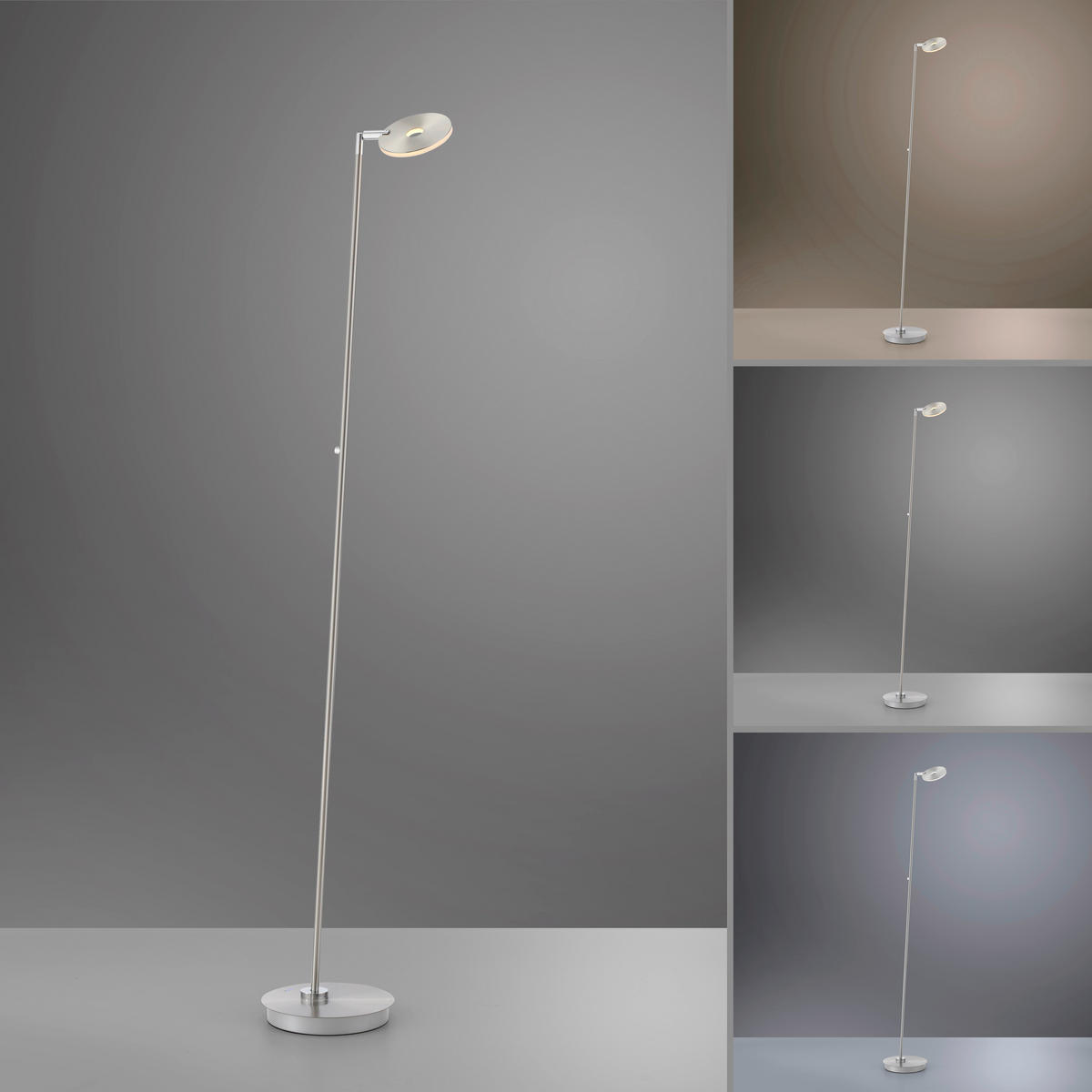 AKKU-STEHLEUCHTE Bente 42/42/160 cm  - Edelstahlfarben, Design, Kunststoff/Metall (42/42/160cm)