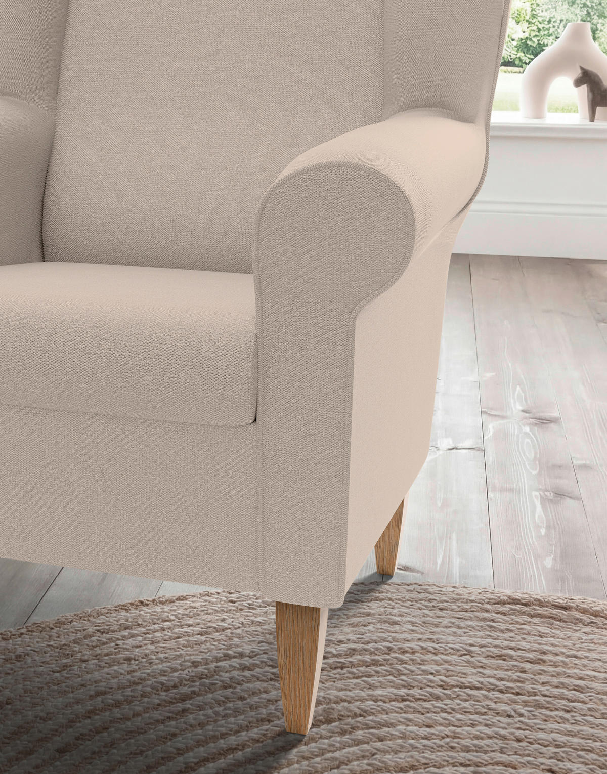 SESSELSET Struktur Beige  - Beige/Naturfarben, Konventionell, Holz/Textil (80/102/86cm) - Livetastic