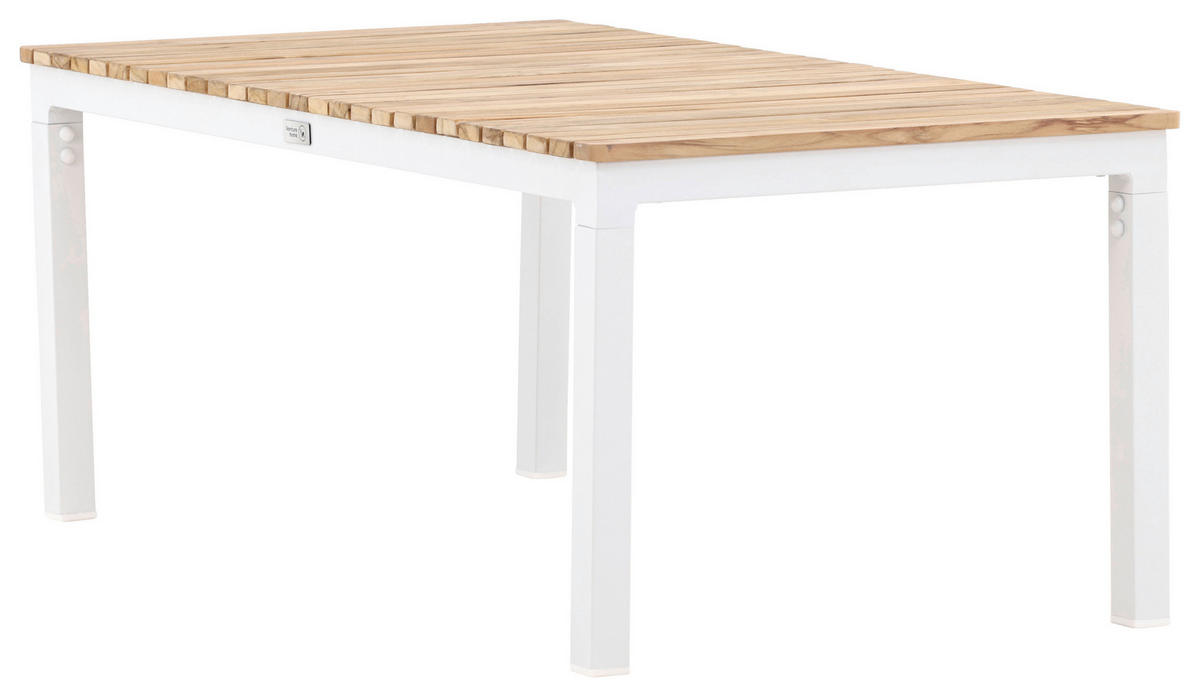 LOUNGETISCH 110/60/45 cm Holz, Metall  - Weiß/Teakfarben, KONVENTIONELL, Holz/Metall (110/60/45cm) - Gardenson