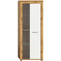 VITRINE in Eiche Wotan  - Silberfarben/Eiche Wotan, Design, Glas/Holzwerkstoff (60/159/35cm) - MID.YOU