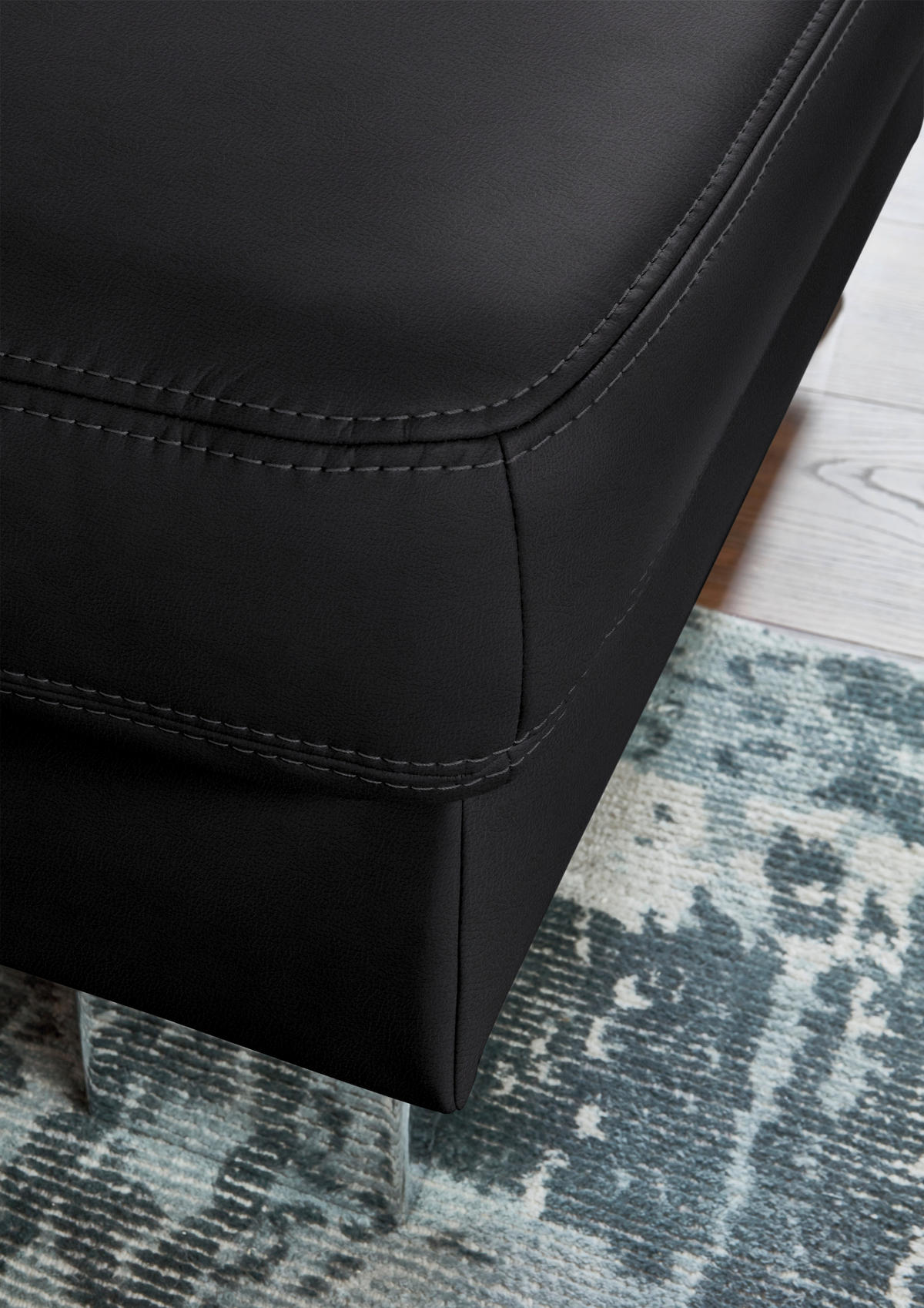 ECKSOFA  in Echtleder Schwarz  248/235 cm  - Alufarben/Schwarz, Design, Leder/Metall (248/235cm) - Beldomo Premium