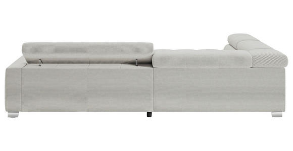 ECKSOFA in Cord Hellgrau  - Chromfarben/Hellgrau, KONVENTIONELL, Textil/Metall (219/311cm) - Hom`in