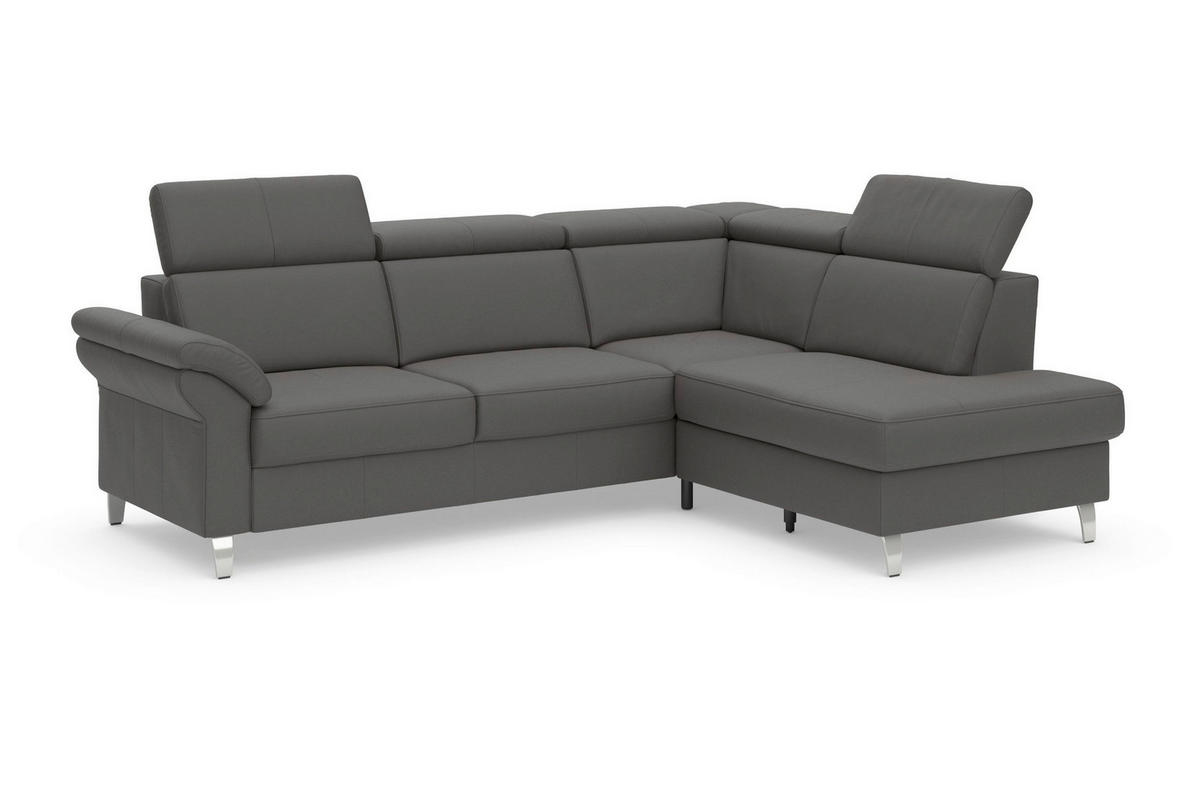 ROHOVÁ SEDAČKA, koža, mokka - chrómová/mokka, Basics, kov/koža (245/194cm) - Sit & More