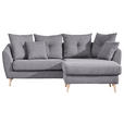 ECKSOFA  in Flachgewebe Grau  210/156 cm  - Buchefarben/Grau, KONVENTIONELL, Holz/Textil (210/156cm) - Carryhome