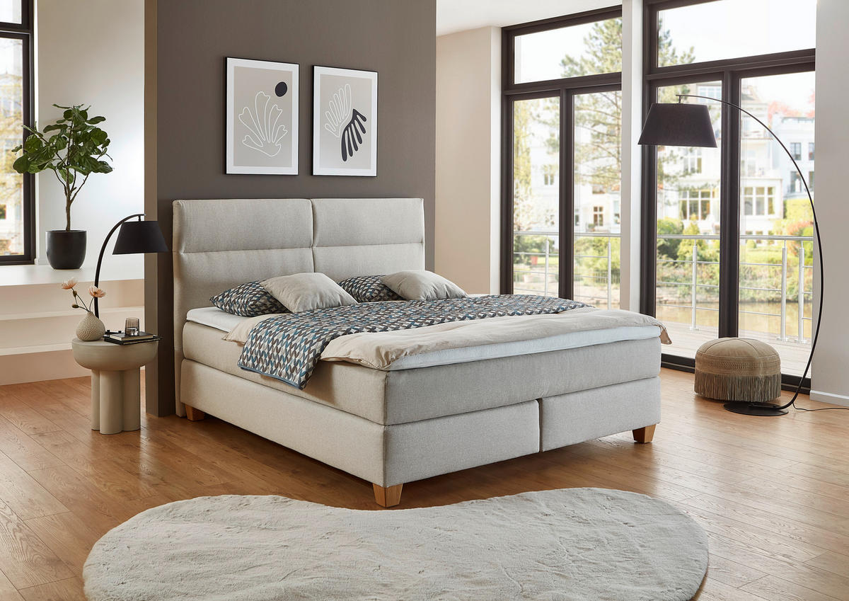 BOXSPRINGBETT 180/200 cm  in Beige  - Beige/Naturfarben, Modern, Holz/Textil (180/200cm) - Beldomo - Sleep