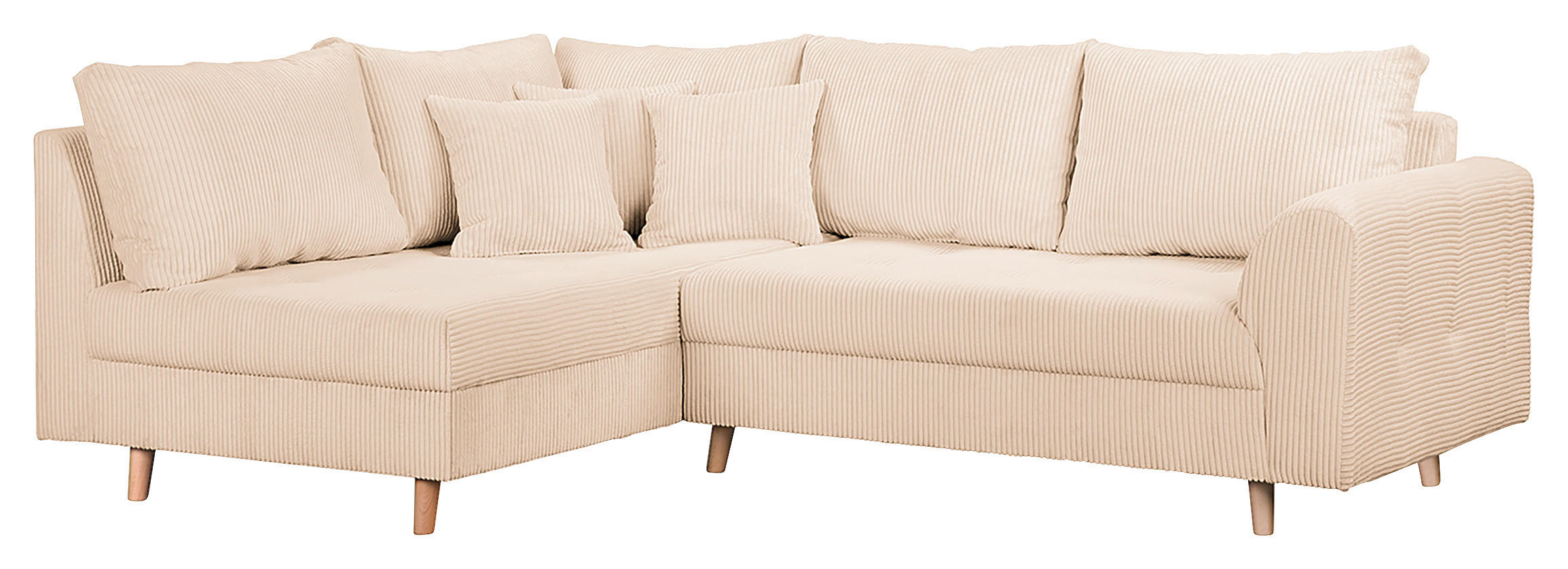 ECKSOFA Cord Creme  - Creme/Naturfarben, Design, Holz/Textil (161/231cm) - P & B