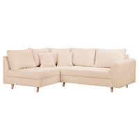 ECKSOFA Ariella in Cord Creme Rückenkissen  161/231 cm  - Creme/Naturfarben, Design, Holz/Textil (161/231cm) - P & B