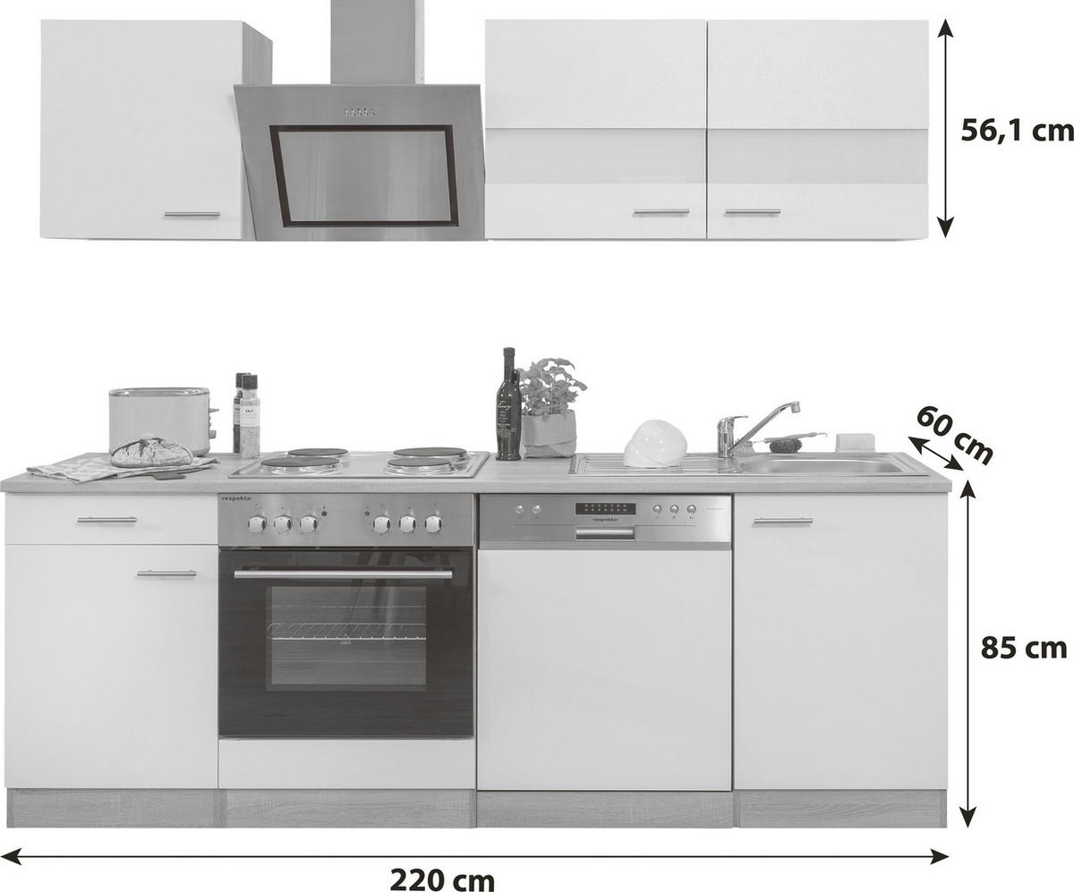 KUCHYŇSKÝ BLOK - šedá/barvy dubu, Basics, kov/kompozitní dřevo (220cm) - Respekta